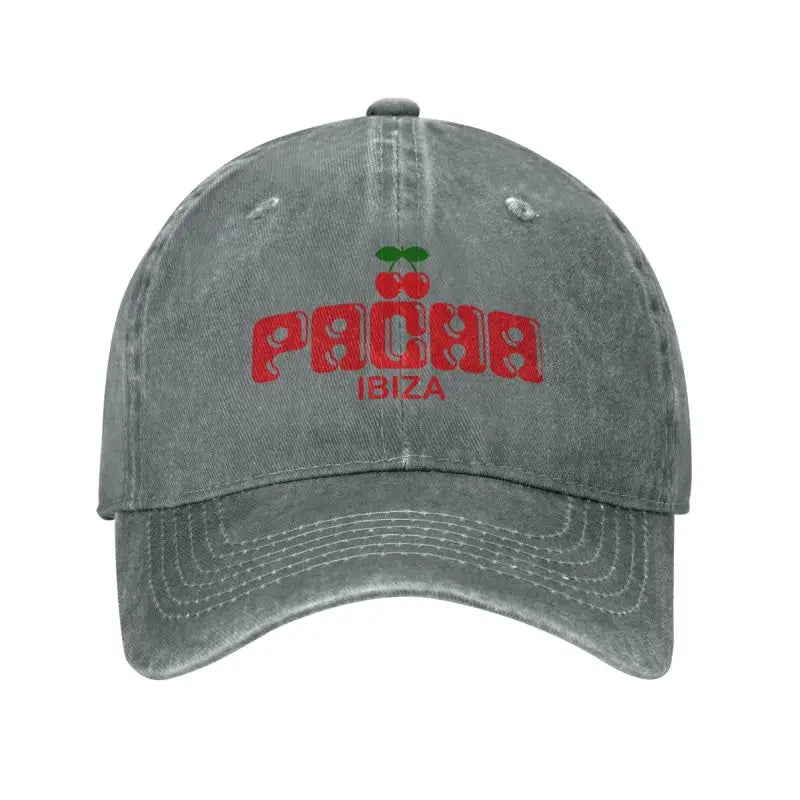 Preppy Cherry Baseball Cap Unisex Washed Cotton Denim Hats Outdoor Travel Cap