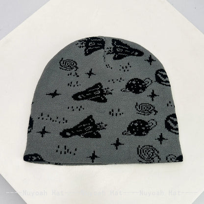 New Men Women Interesting Rocket Planet Jacquard Knitted Hats