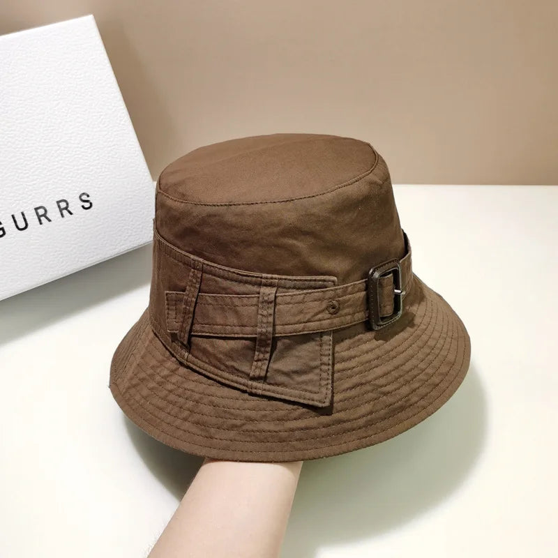 Designer Brand Fashion Women Belt Buckle Bucket Hat