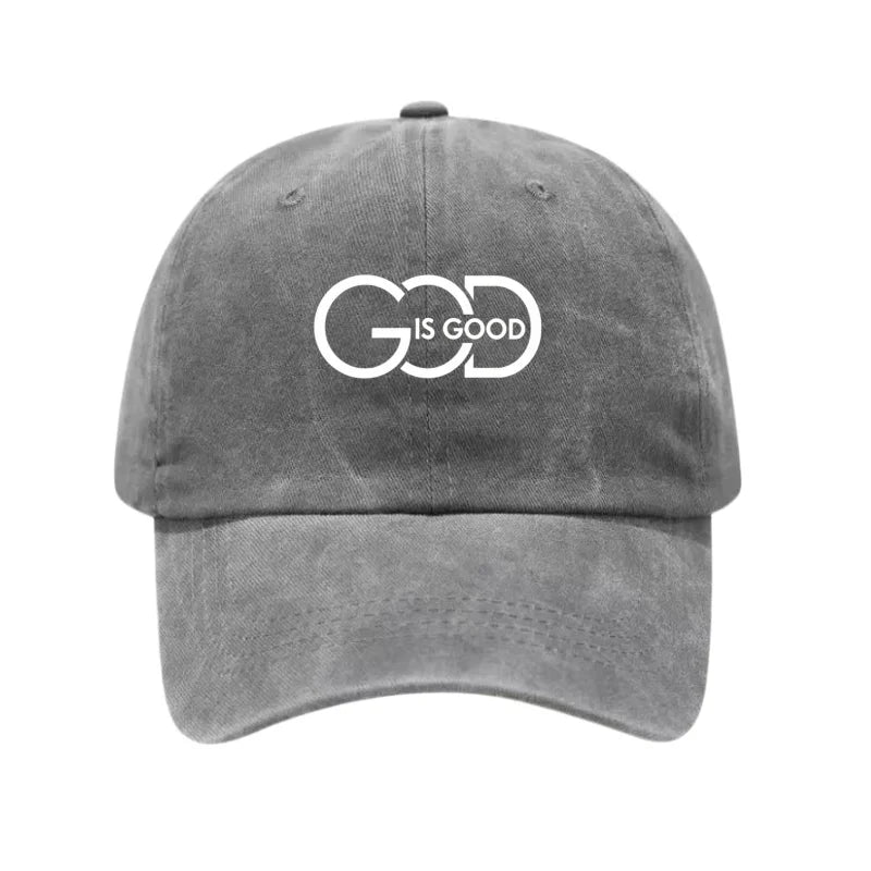 God Is Good Printed Washed Cotton Baseball Cap