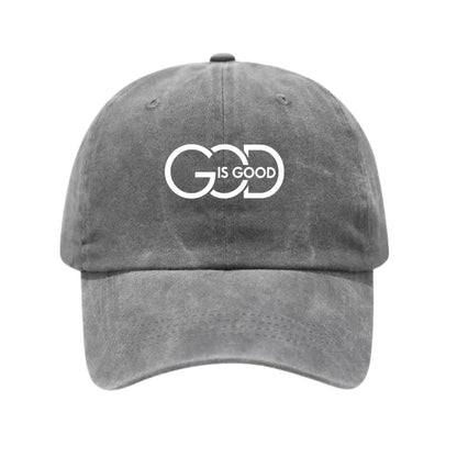 God Is Good Printed Washed Cotton Baseball Cap