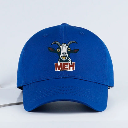 Goat Head MEH Print Soft Top Baseball Cap Soft Comfortable Breathable Adjustable Playful Quirky Trendy Fashionable Unisex