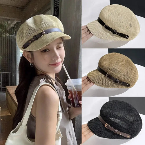 New Breathable Women's Beret Thin Knitted Octagonal Hat