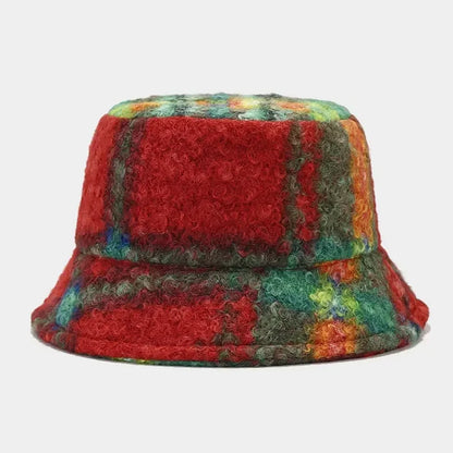 Winter Polyester Print Warm Bucket Hat Fisherman Hat