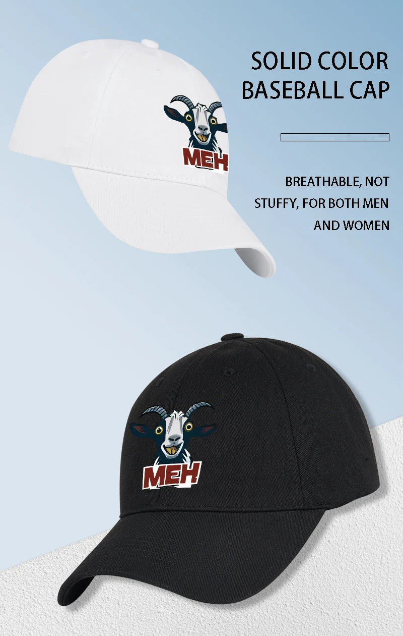 Goat Head MEH Print Soft Top Baseball Cap Soft Comfortable Breathable Adjustable Playful Quirky Trendy Fashionable Unisex