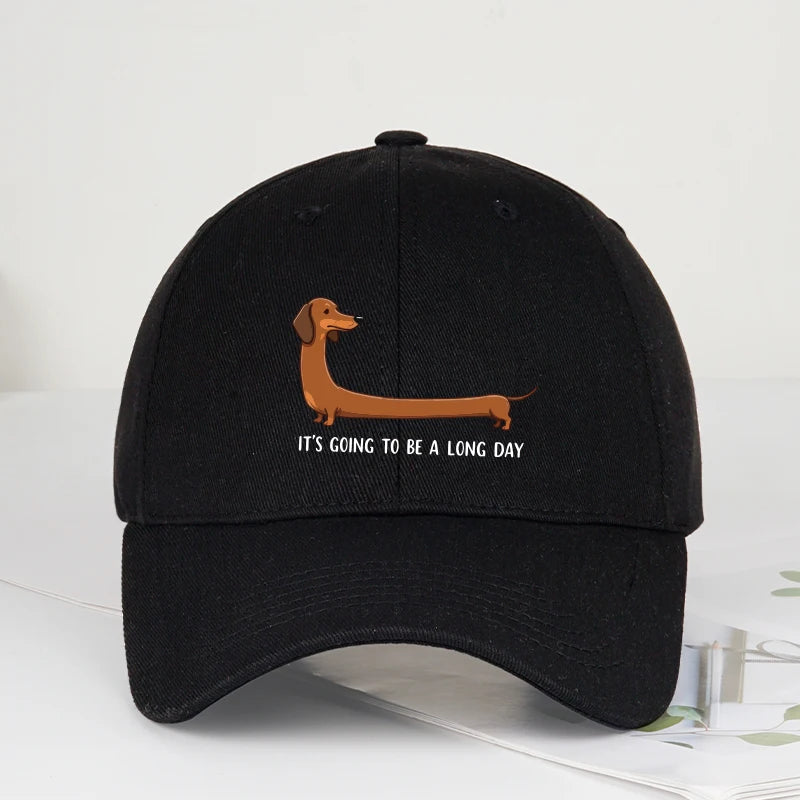 Fun Dachshund “Long Day” Printed Baseball Cap