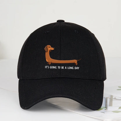 Fun Dachshund “Long Day” Printed Baseball Cap