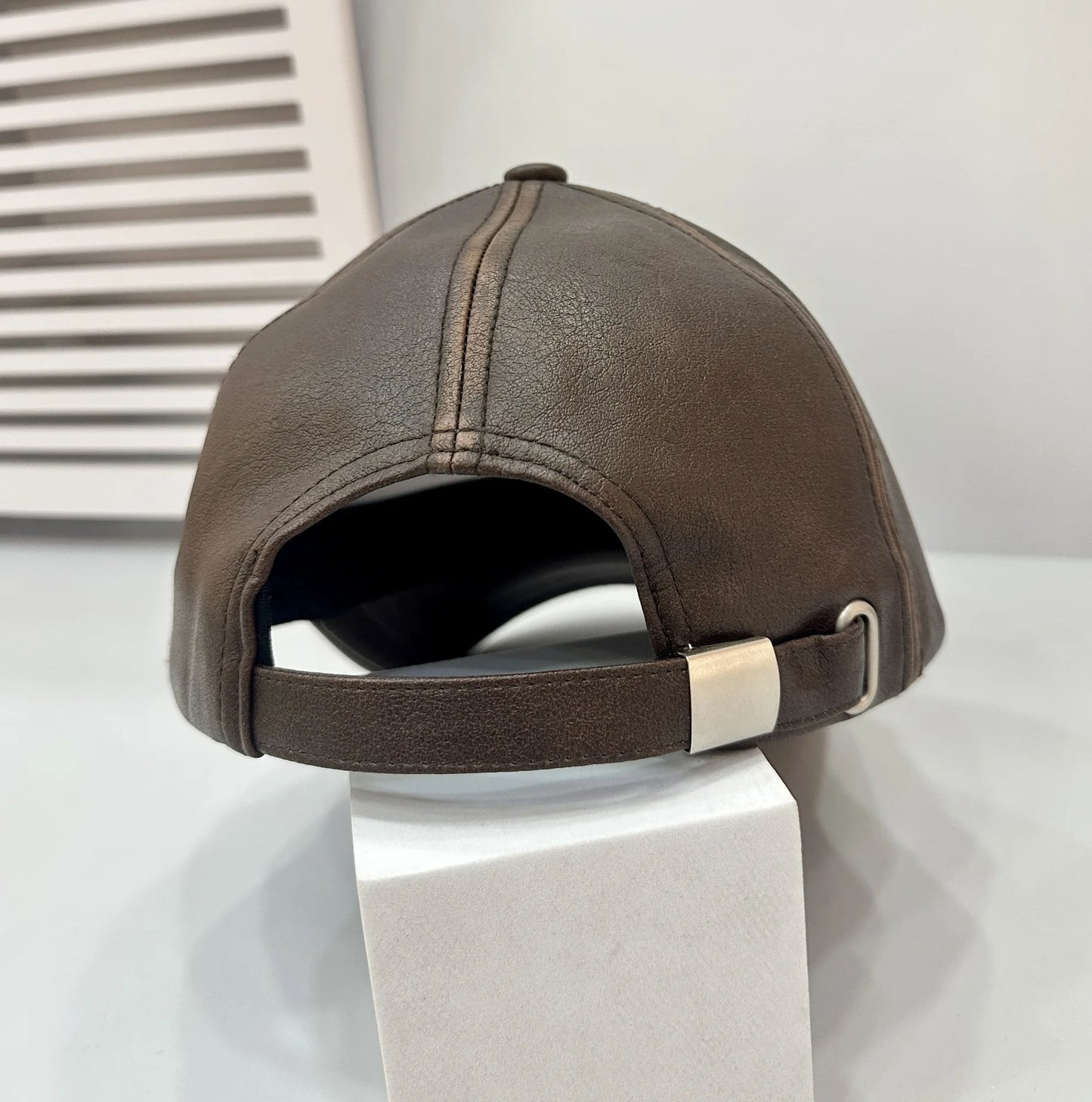 New Luxury Brand Leather Hat Winter Baseball Cap