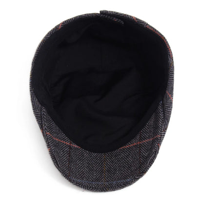 New Woolen Plaid Beret Men Casual Vintage Herringbone Newsboy Cap