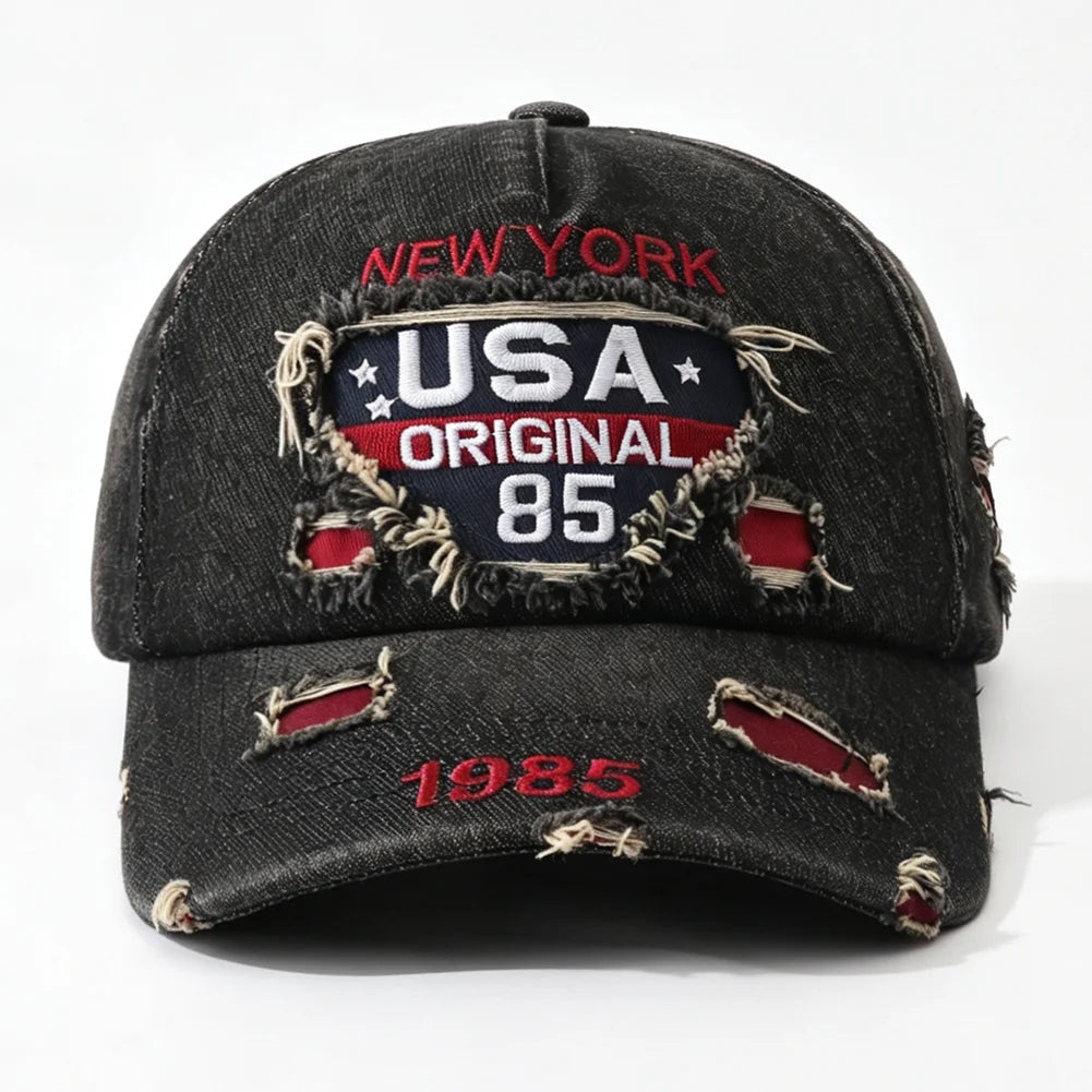 New USA Letter Embroidered Washed Distressed Baseball Cap