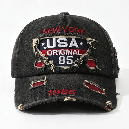 New USA Letter Embroidered Washed Distressed Baseball Cap