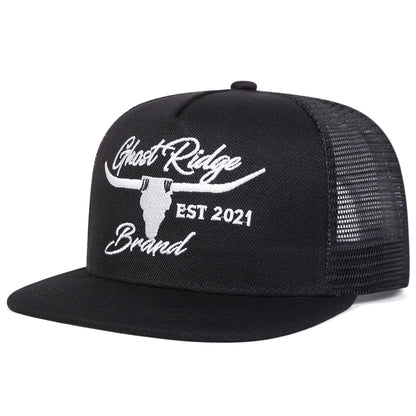 Unisex Bullhead Letter Embroidery Hip-hop Net Hats Spring Summer Outdoor