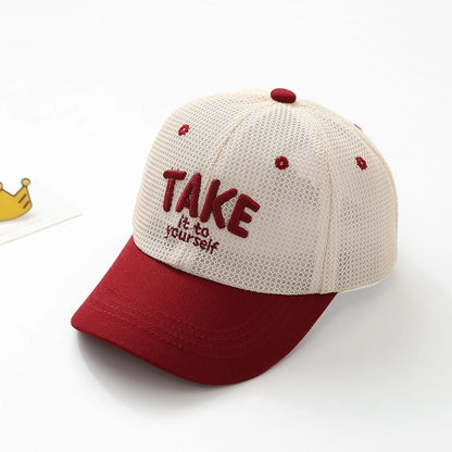 Letter Embroidered Baseball Cap For Kids Summer Sunscreen Mesh Hat Boy Girl Toddler Outdoor Breathable Sun Hats