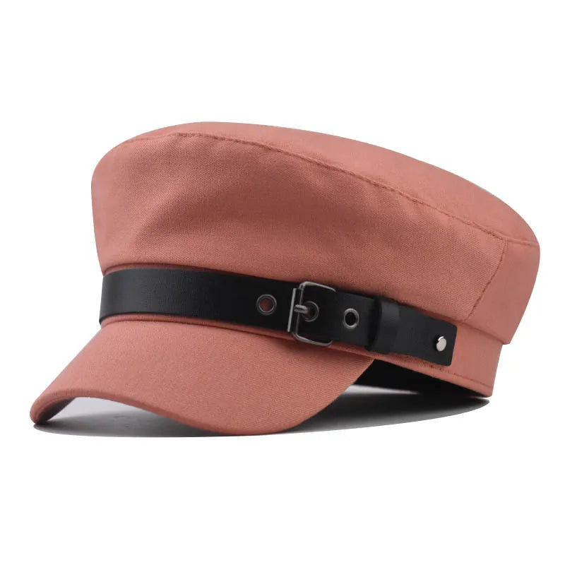 Belt Buckle Flat Top Duck Hat Fashion Trend Beret Artist Octagonal Cap