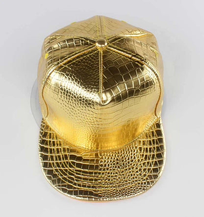 Solid Color Shiny Crocodile Leather Pattern Flat Edge Baseball Cap