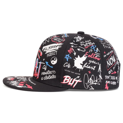Unisex WHAT Graffiti Print Hip Hop Hats Fashion Spring Autumn Outdoor Adjustable Casual Sunscreen Hat
