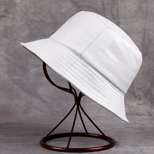 Spring/Winter Japanese Korean Unisex Genuine Leather Bucket Hats