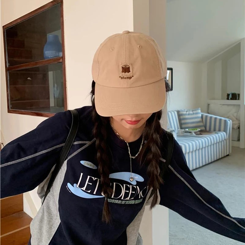 Women's Men's Cartoon Label Embroidery Baseball Cap Fashion Solid Color Dad Hat