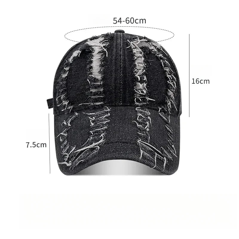 Vintage Washed Distressed Baseball Cap Wide-Brimmed Caps Hat
