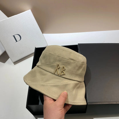 Luxury Metal Logo Letter RB Bucket Hat Women