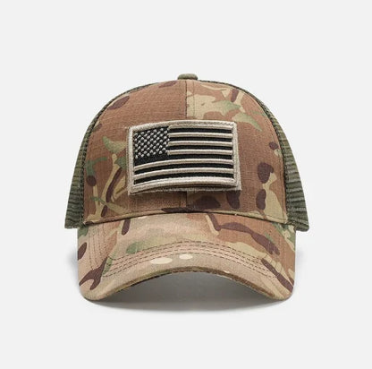 Camouflage Adjustable Breathable Sticker Embroidery Baseball Cap Mesh Hat Outdoor Sunscreen Cap ﻿