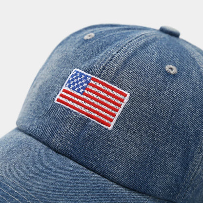 American Flag Embroidered Cowboy Duck Tongue Hat