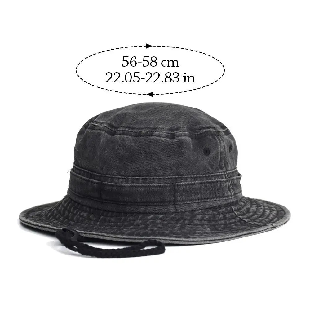 Portable Washed Cotton Bucket Hat Sun Protection Anti-UV