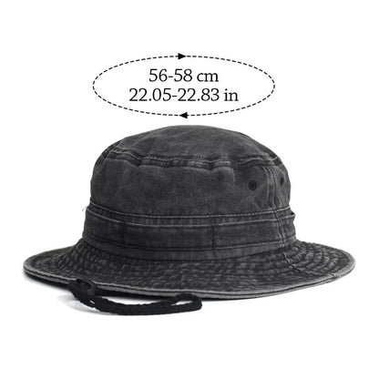 Portable Washed Cotton Bucket Hat Sun Protection Anti-UV