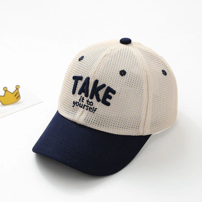 Letter Embroidered Baseball Cap For Kids Summer Sunscreen Mesh Hat Boy Girl Toddler Outdoor Breathable Sun Hats