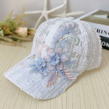 Korean Lace Flower Baseball Caps Women Summer Outdoor