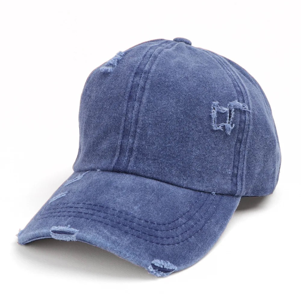 Washed Distressed Baseball Cap Women Men