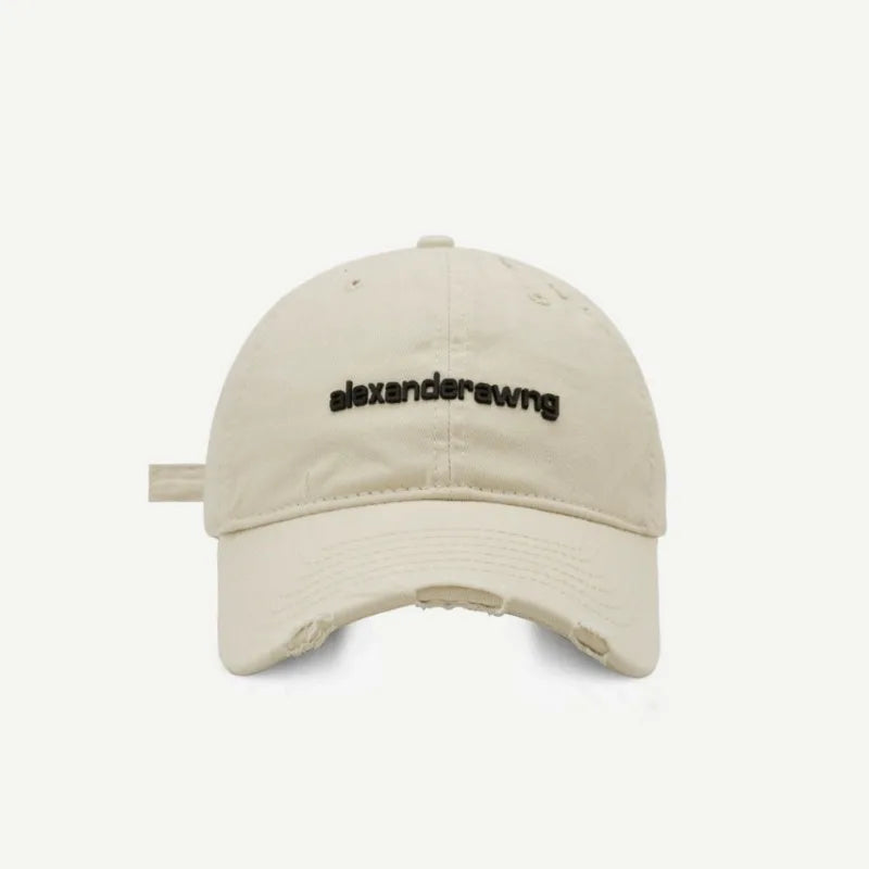Ripped Letter Embroidery Trendy Baseball Cap Children Soft Top Showing Face Small Couple Big Head Casual Cap Men