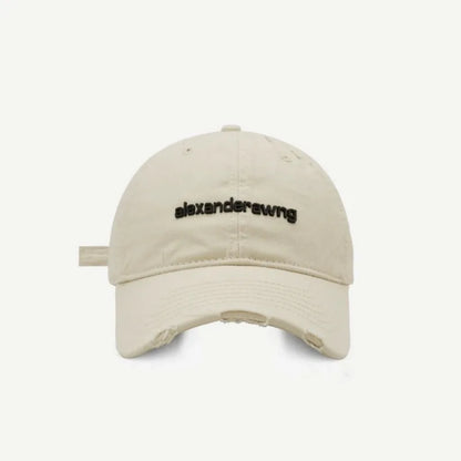 Ripped Letter Embroidery Trendy Baseball Cap Children Soft Top Showing Face Small Couple Big Head Casual Cap Men