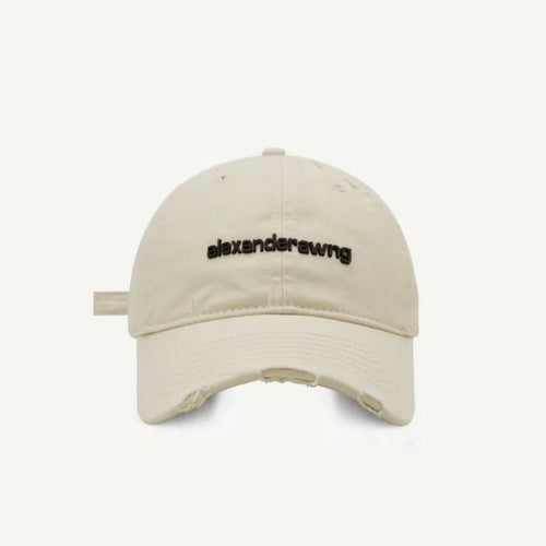 Ripped Letter Embroidery Trendy Baseball Cap Children Soft Top Showing Face Small Couple Big Head Casual Cap Men