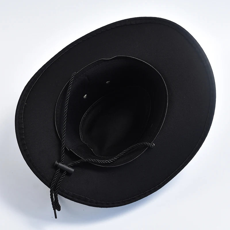New Artificial Suede Western Cowboy Hats Vintage Big-Edge Gentleman Cowgirl Jazz Hat