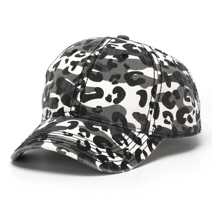 New Spring and Autumn Washed Leopard Print Baseball Cap All Cotton Camouflage Duckbill Cap Fashionable