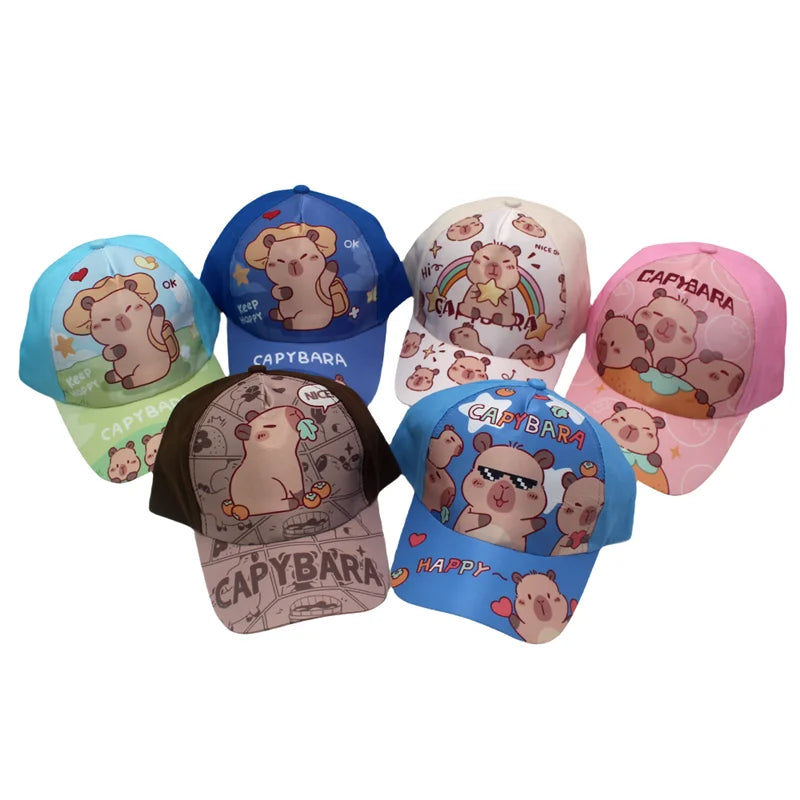 Children's Cartoon Capybara Printed Cap Boys Girls Baseball Cap