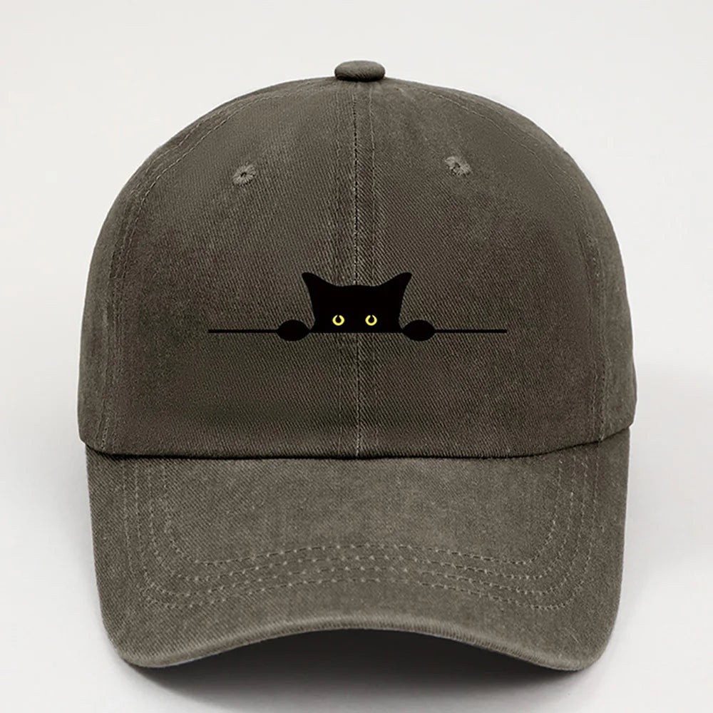 Cute Black Cat Printed Baseball Cap for Men and Women