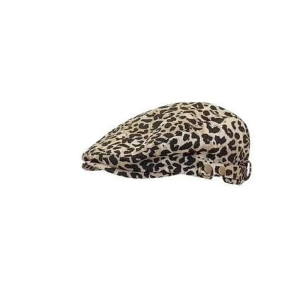 Fashion Retro Leopard Print Cap Baker Peaked Comfortable British Peaked Cap