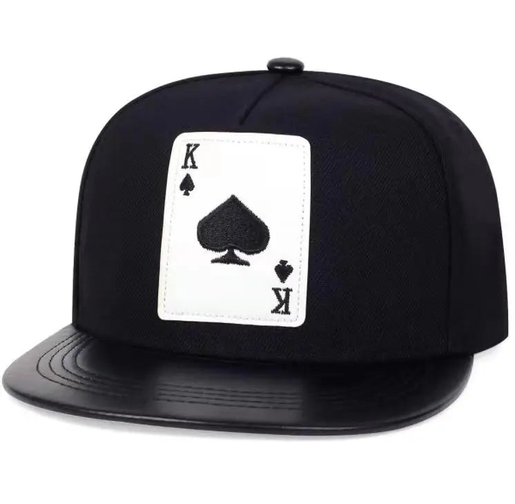 King Leather Playing Card Embroidered Baseball Caps Hip Hop Caps For Men Women