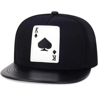 King Leather Playing Card Embroidered Baseball Caps Hip Hop Caps For Men Women