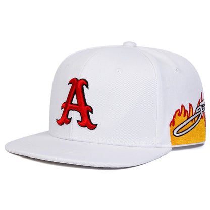 Unisex A Letter Embroidery Side Flame Hip-hop Hats Spring Autumn