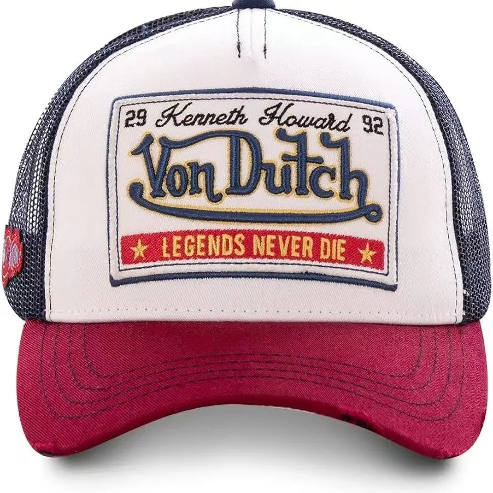 Casual Fashion VON Baseball Cap Breathable Shade Alphabet Embroidery Sunblock Mesh Embroidered DUTCH Trucker Hat