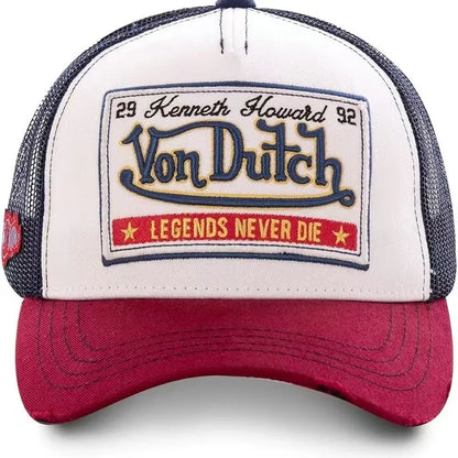 Casual Fashion VON Baseball Cap Breathable Shade Alphabet Embroidery Sunblock Mesh Embroidered DUTCH Trucker Hat