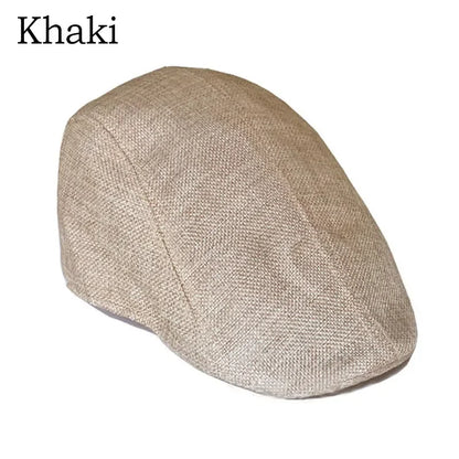 Men Berets Cap British Style 2024 New Autumn Summer Linen Hats