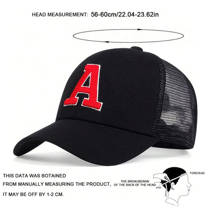 Unisex A Letter Embroidery Baseball Net Caps Spring and Summer