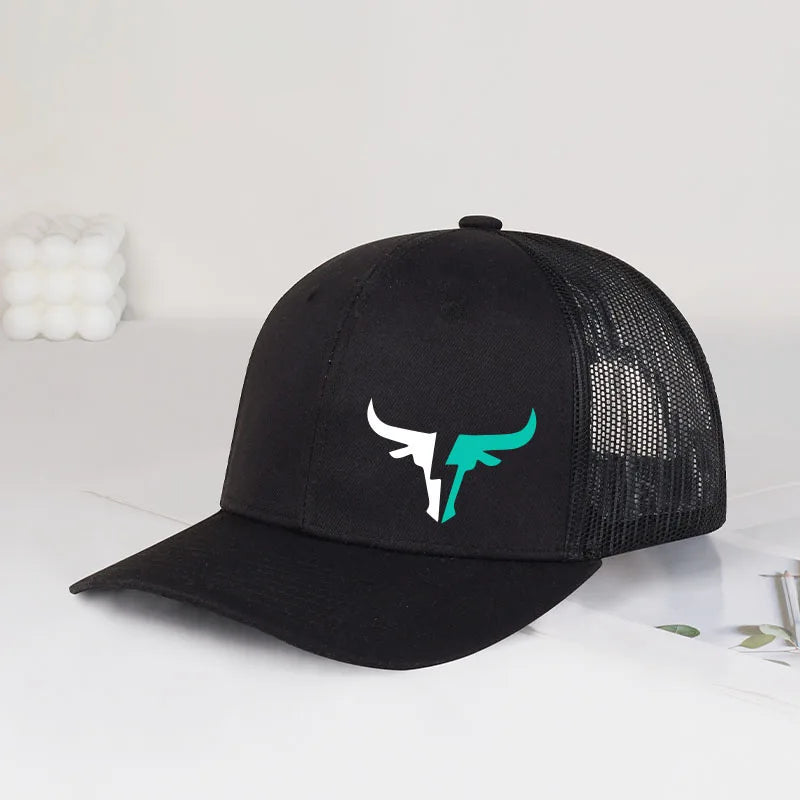 Bulls Logo Printed Mesh Cap Lightweight Breathable Adjustable Sun Hat Unisex Casual Cap