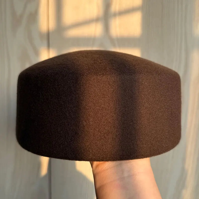 Classic Designer Ladies Black 100% Wool Beret Hat Fancy Felt Hat