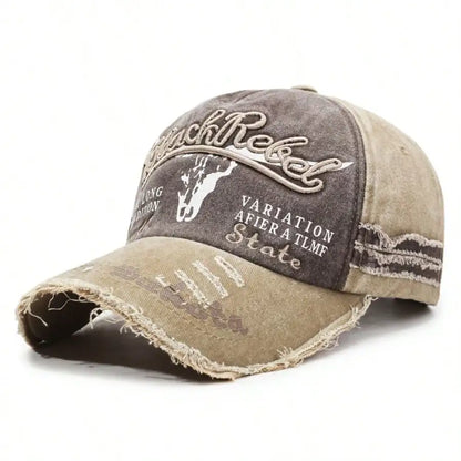 Washed Distressed Street Style Khaki Baseball Cap,Unisex Washed Distressed Baseball Cap