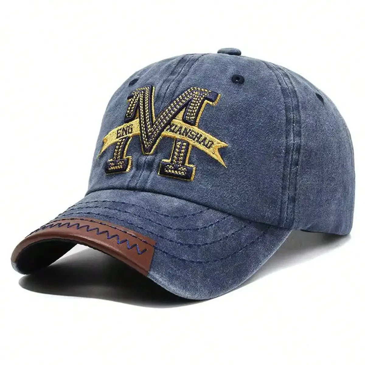 Unisex M Letter Embroidery Wash Baseball Caps